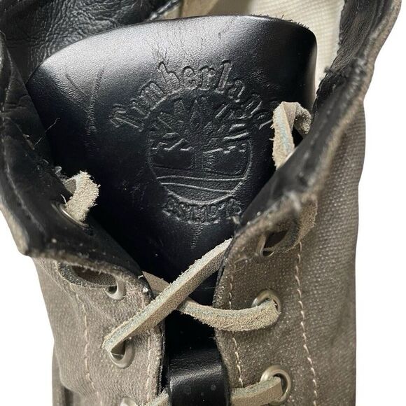 Timberland‎ Authentic Chukka Mens 13 Lace-Up Boots Canvas Black Leather High Top main image 8